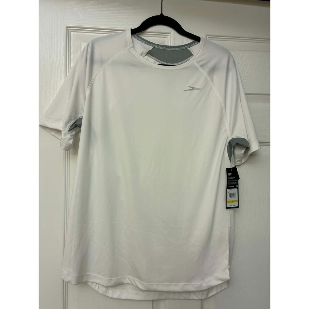 Speedo Men's Athletic Shirt White Medium UPF 50+ Performance Training‎ NWT